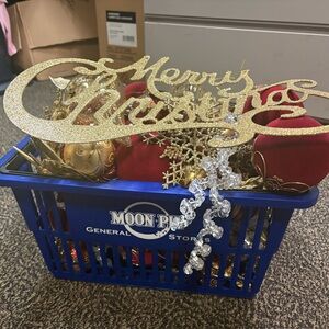 Assortment Of Red & Gold Christmas Ornaments